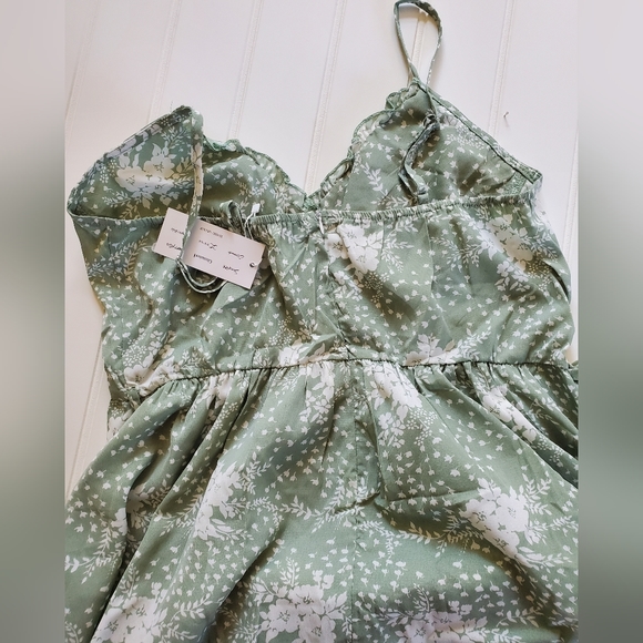 Bohemian Mint Green Floral Print Ruffle Midi Dress - Picture 8 of 11